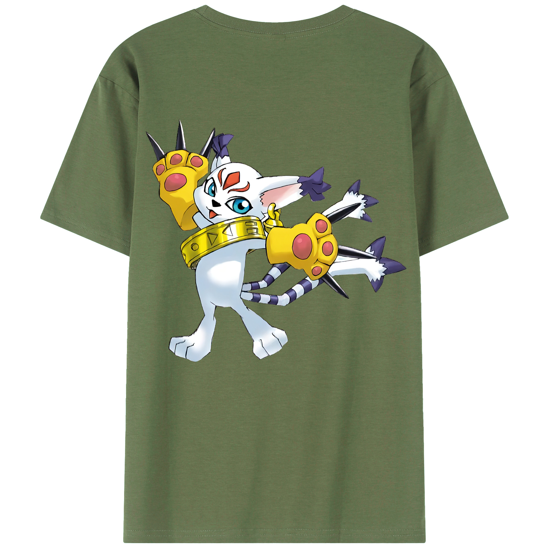 （画像用） Digimon デジタルモンスター/デジモン 綿100％ メンズ半袖Tシャツ（バックプリント） 通気性
